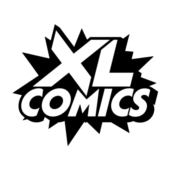 xl comics chrome logo black white